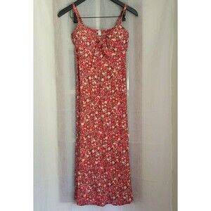 AUW Red Floral Midi Dress
